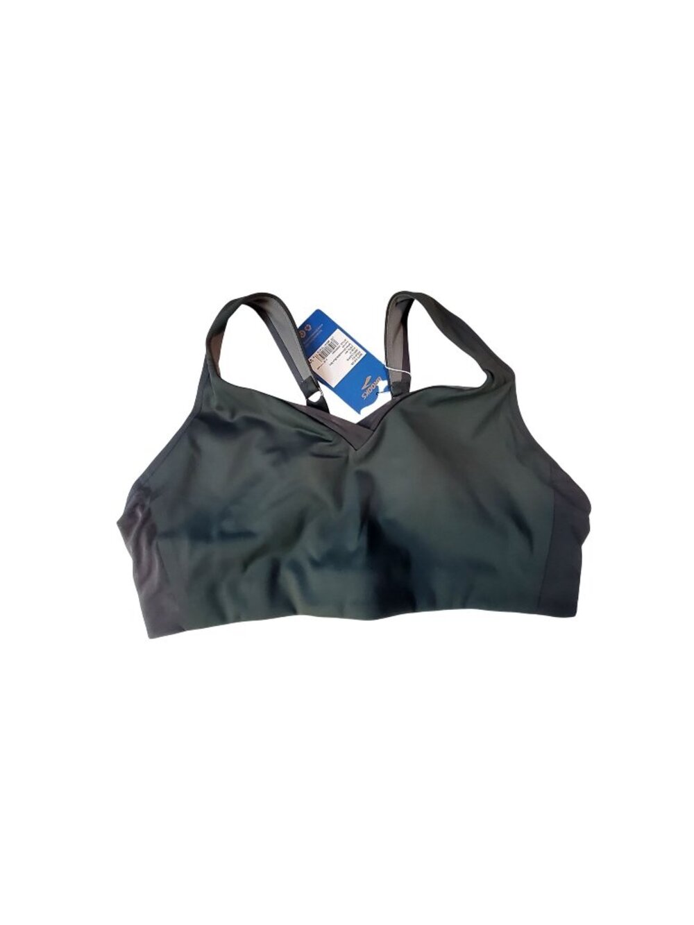 Brooks Womens Grey & Black Adjustable Sports Bra Moisture-Wicking Size 36DD - Picture 1 of 16